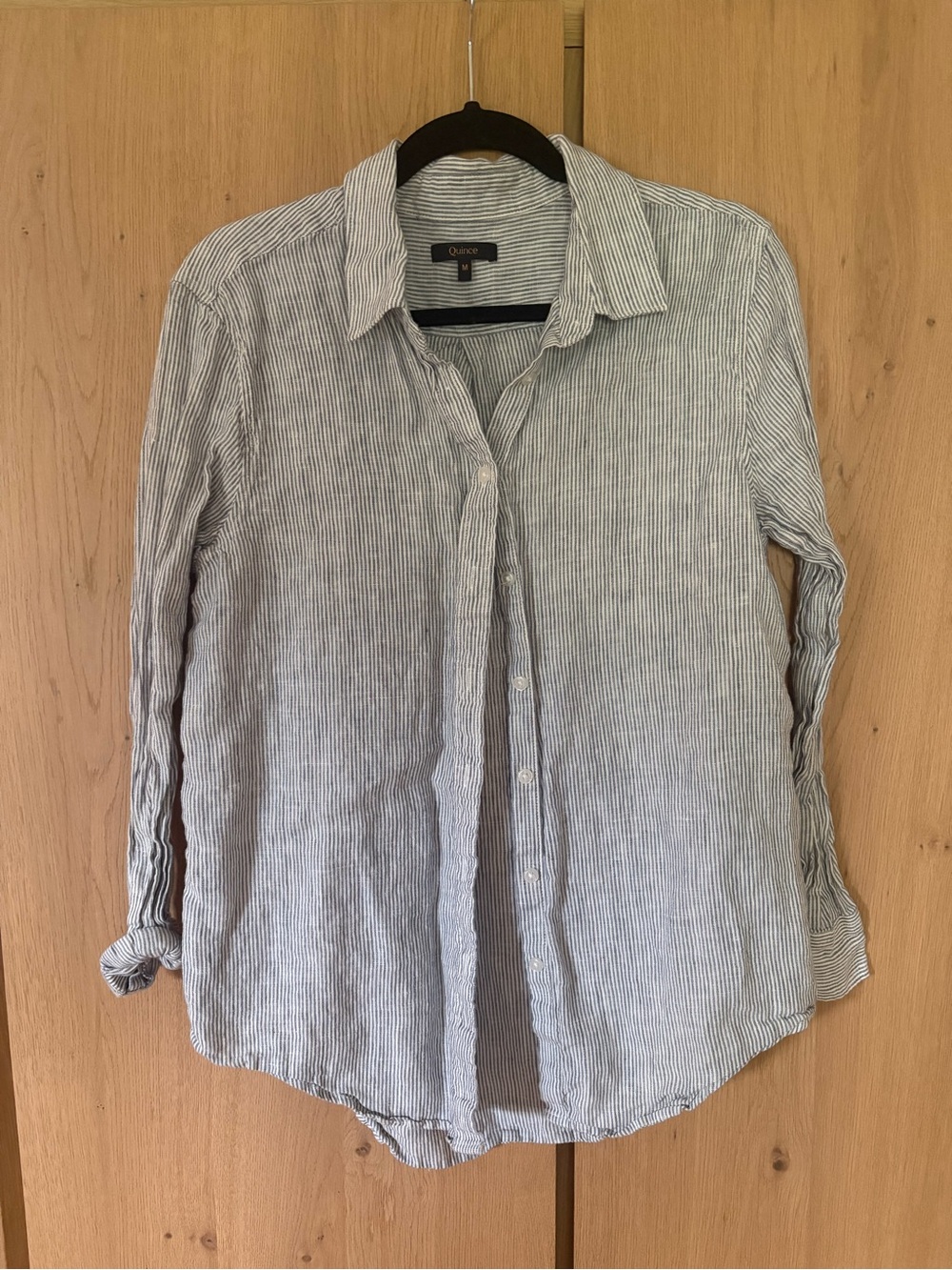 Quince Euro Blue Striped Linen Button-Down Shirt - Picture 2 of 4